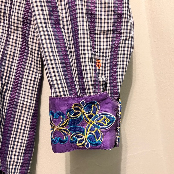 Robert Graham- Men’s XL -Purple & White -100% Cotton- Art Print Button-up Shirt - Picture 10 of 13